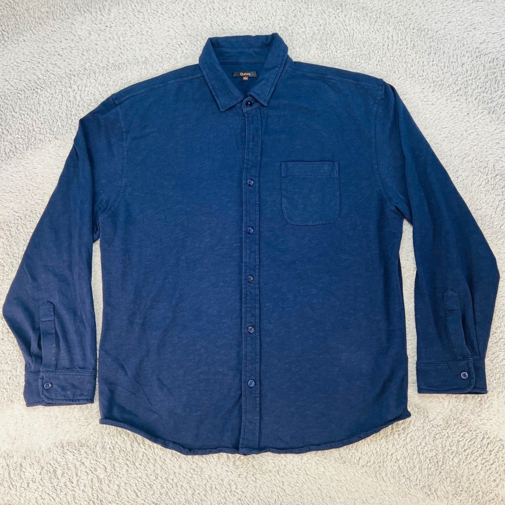 Quince Shirt Mens XXL Navy European Linen Relaxed Button Down Office Casual Soft